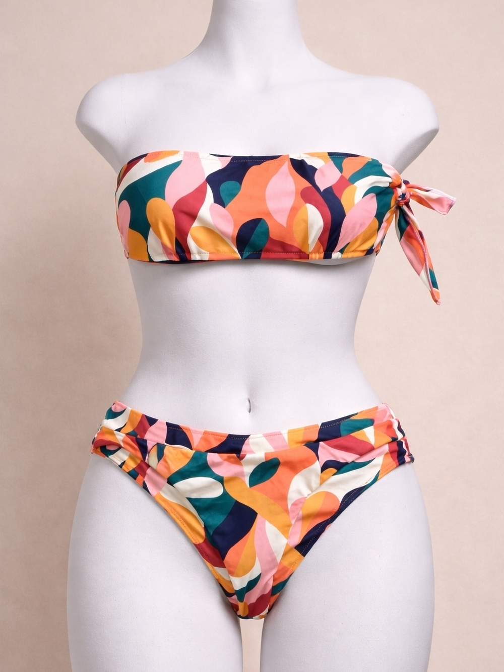 Colorful Abstract Print Bandeau Bikini Set